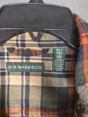 GH Bass Co Men Size XL Flannel Shirt Brown Plaid Long Sleeve Button Up - Picture 5 of 5
