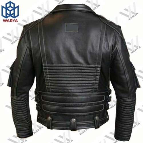Men Leather Jacket Harley Davidson Motorcycle Jacket Vintage Black BikerJacket - Picture 2 of 7