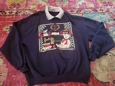 Vtg Gopher Sport womans XL pullover sweatshirt Grandmacore blue fall autumn