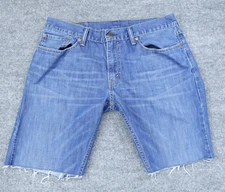 Levis Shorts Men 32x9 Blue Cut Off Jorts Medium Wash Denim Skater Jean Tag 34