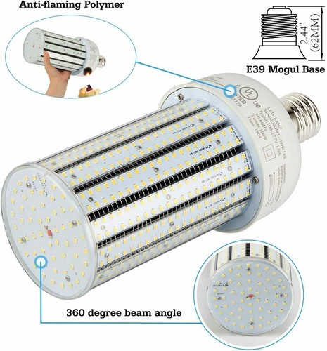 100W LED Corn Bulbs Light Replace 400W MH/HPS Warehouse Parking Lot Light 5000K - Picture 2 of 12