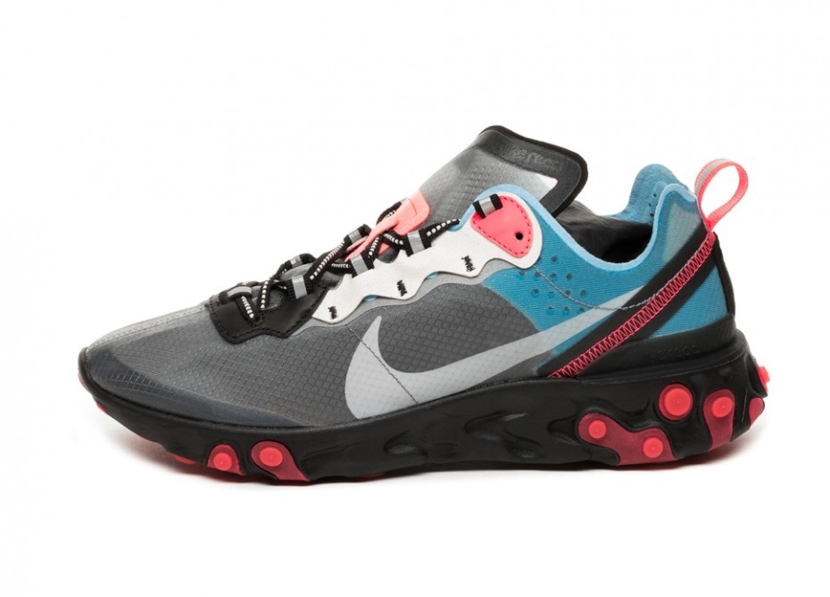 NIKE REACT ELEMENT 87 BLUE CHILL SOLAR RED MENS AQ1090 006  display picture 2