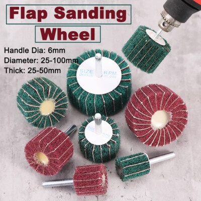 Flap Sanding Wheel Nylon Fiber Abrasive Metal Polishing Grinding Pad 6mm Shank