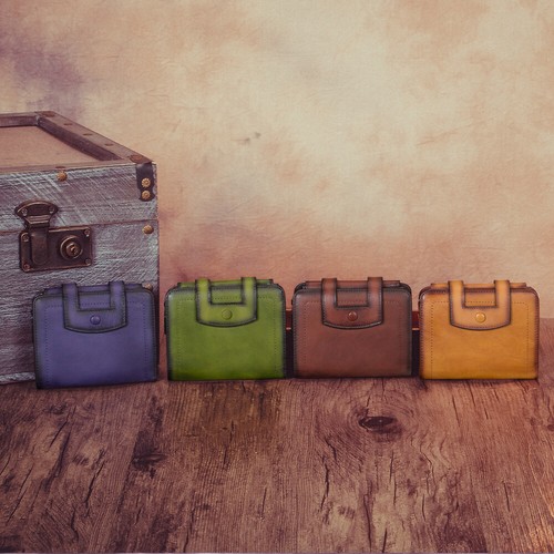 Genuine Leather Slim Bifold Wallet Women and Men Card Holder Small Wallet Purses - Picture 6 of 14