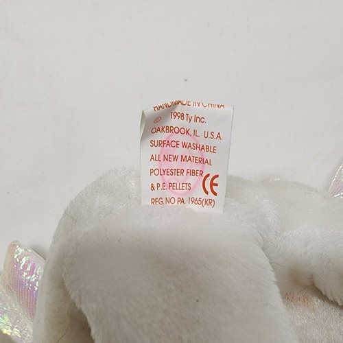 Ty Beanie Babies Halo the Angel Bear Toy White Stain No Ear Tag See Description - Picture 7 of 9