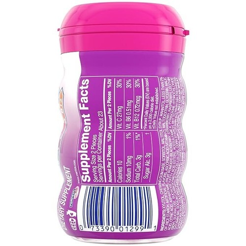 Mentos Gum , Sugar-Free, Berry, with Vitamins (B6, B12,C) 45 pcs (6pck) - Picture 3 of 4