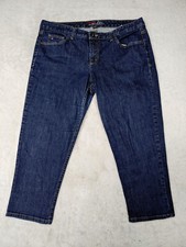 Tommy Hilfiger Hope Crop Womens 16 Blue Jeans Tapered Mid Rise Dark Wash