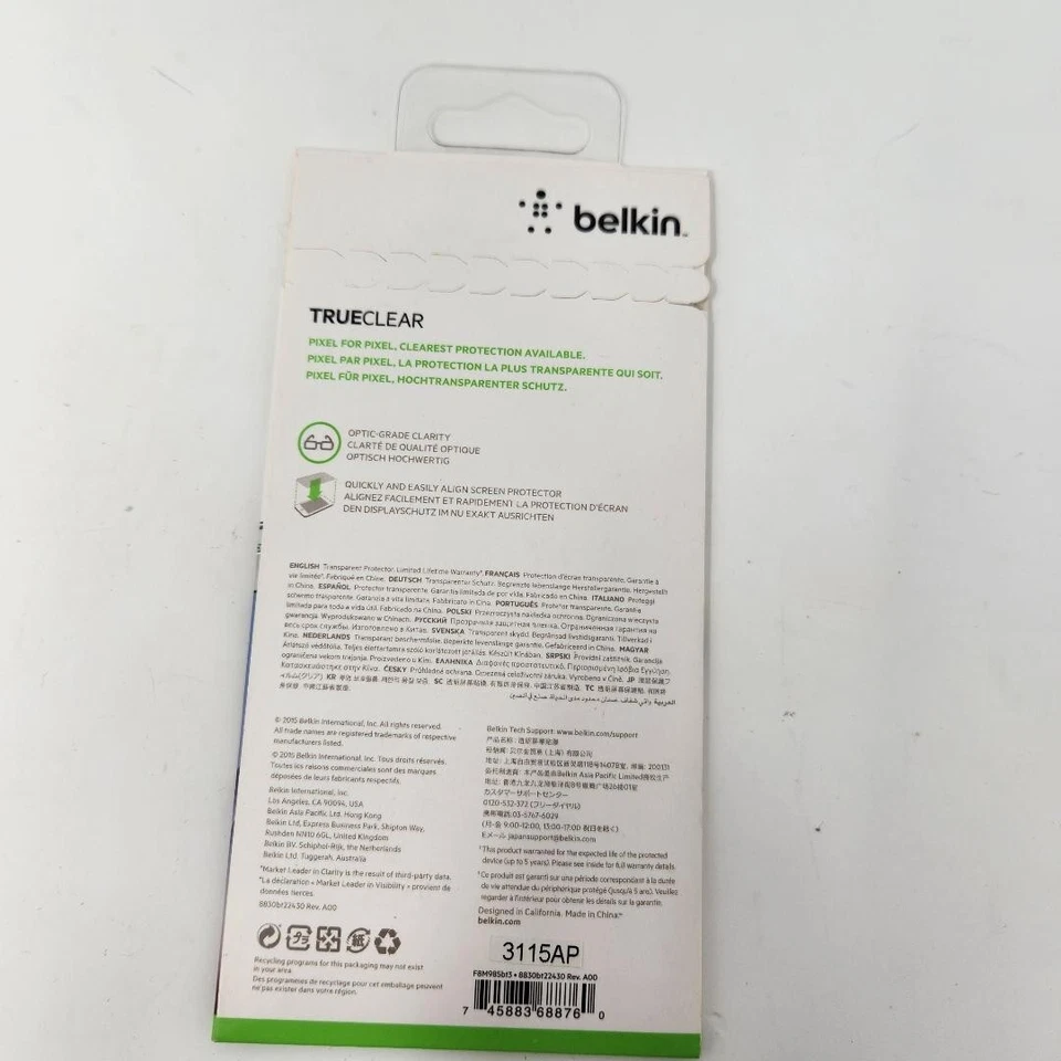PROTECTOR PANTALLA BELKIN SAMSUNG GALAXY S6 VERDADERO TRANSPARENTE TRANSPARENTE PARA (PACK DE 3) Q1 Foto 2 de 2