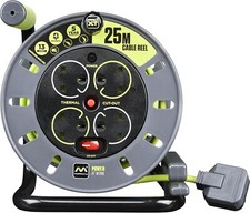 Masterplug Pro-XT 25m 4-Socket Extension Reel with Handle, Switch & Cut-Out