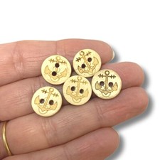 Anchor Nautical Buttons, Coconut Shell  12mm  Card Craft, 10 buttons, - B307