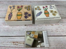 Hero Arts Rubber Stamps SET 6 Vases FLOWERS Bouquets 2002