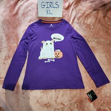 New Girls XL Puppy Dog Ghost Halloween Costume Long Sleeve Graphic Tee NWT 14/16