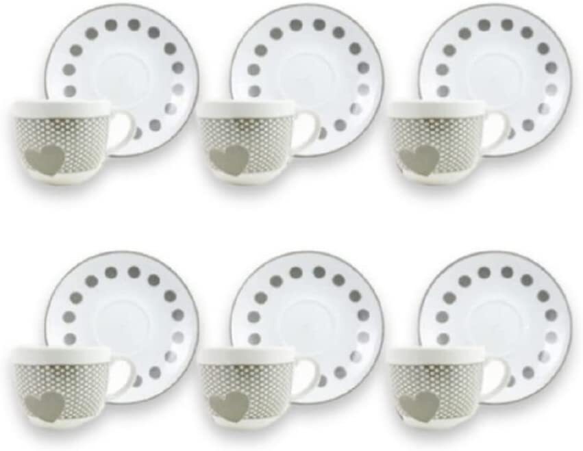 Set 6 Tazzine Caffè In Ceramica Con Cuore - Colorate, Comode, Per Espresso Come Al Bar - Foto 4