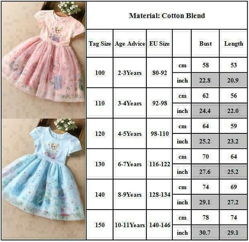 Kid Girls Elsa Princess Dress Children Birthday Party Tutu Tulle Dress Age 2-10 - Picture 3 of 15