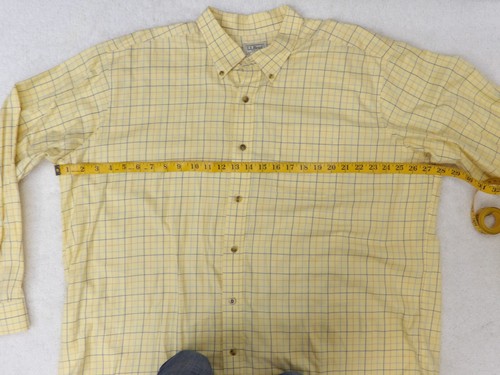 LL Bean Mens Shirt Wrinkle Free Check Traditional Fit Yellow Button 2XL - Picture 4 of 6