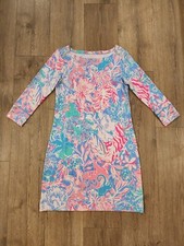 Lilly Pulitzer UPF 50 Sophie Dress VIVA LA LILLY Blue Pink Peri Beach Small