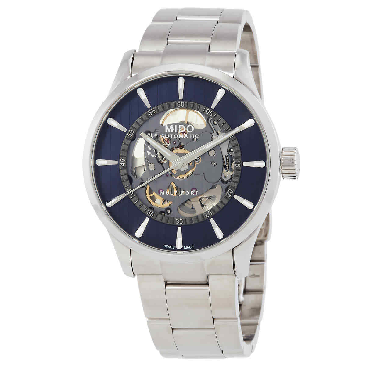 Часы Mido Multifort Skeleton Vertigo с автоматическим синим циферблатом M038.436.11.041.00