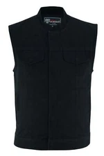 Vance Leather VB914BK Motorcycle Vest Black Denim Club Vest