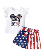 Toddler Girl Clothes Summer Girls Clothing Sets Girl 2-3T White 4th of July