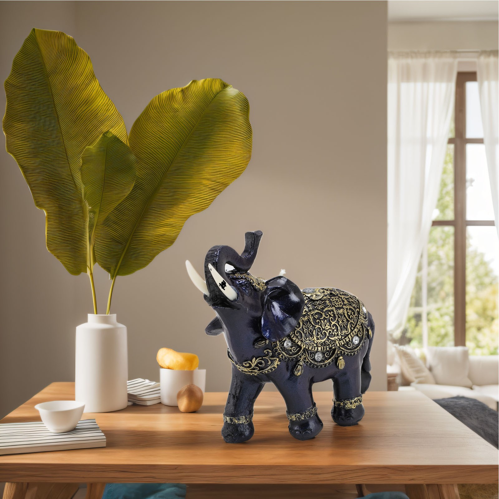 ✿ Elephant Figurine Elephant Sculpture Feng Shui Resin For Home