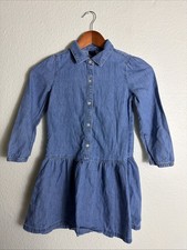 Gap Girls Medium Denim Blue Long Sleeve Button Up Dress