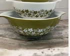 VTG PYREX Spring Blossom Cinderella Bowl Crazy Daisy Nesting Mixing 444 443 Exc