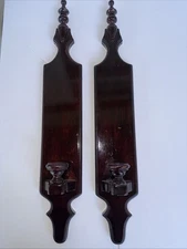 Vtg Tell City Chair Co Gothic Wood Wall Candle Sconce Pair Andover Pattern #3168