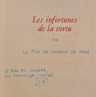 SADE (D.-A.-F. de).  Les Infortunes de la Vertu.   ''Incidences'' 1946