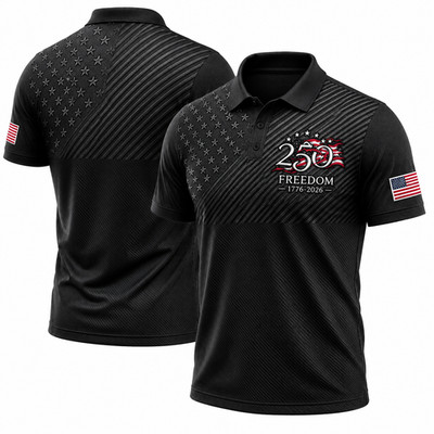 Men's America 250th Anniversary Print Casual Polo Shirt