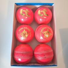 BT Pink Cricket Ball - Pack of 6 Leather Cricket Balls 156g 5.5oz