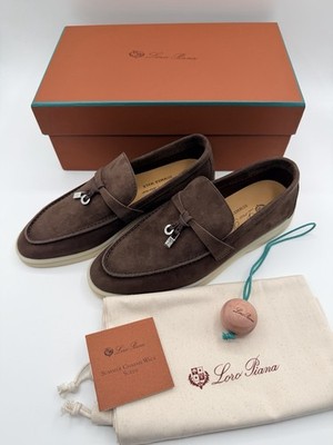 Loro Piana Summer Charms Walk Shoes Womens EU 37 Chocolate Brown Loafers