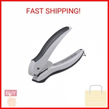 Bostitch Office EZ Squeeze One-Hole Punch, 10 Sheet Capacity, Lightweight, Gray/