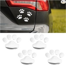 4PCS 3D Waterproof Dog Paw Footprint Car Stickers, Self-Adhesive Color: Silver