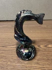 FENTON glass amethyst carnival trout koi fish paper weight