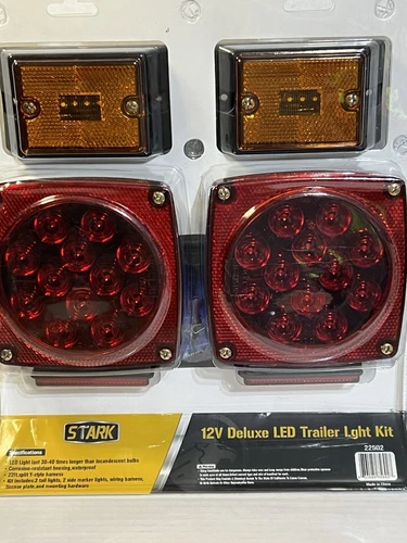 12 Volt LED Trailer Light Kit Tail and Turn Signals Two Amber Side Marker Lights