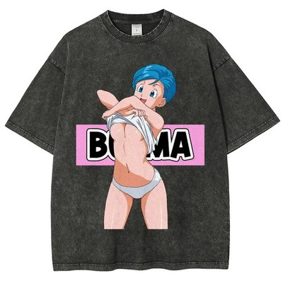 Bulma Anime Girl Retro Washed Graphic Sexy Waifu Aesthetic Tee