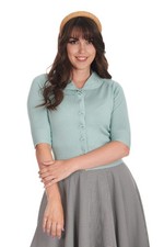 Aqua Retro Rockabilly Vintage 50s Peter Pan Collar April Cardigan BANNED Apparel