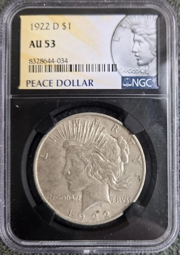 1922-D PEACE DOLLAR - $1 - NGC AU-53