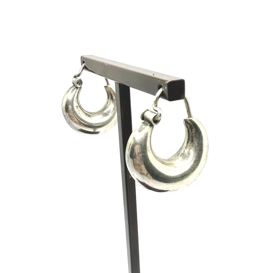 Pendientes de aro de plata 925 - 5,5 mm, 4,05 g | Diseño de media luna audaz Foto 2 de 4