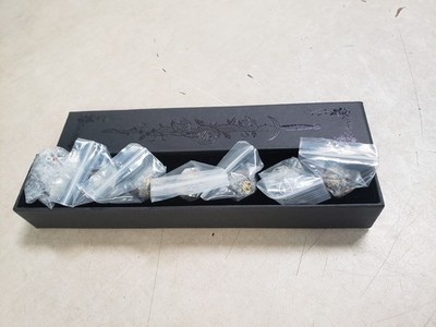 Crystal Maggie Dice Set - Set of 7 Clear Granite / Stone