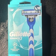 Image of Gillette Mach3 Special Edition Men's 3-Blade Cartridge Razor Blue/Silver MPN