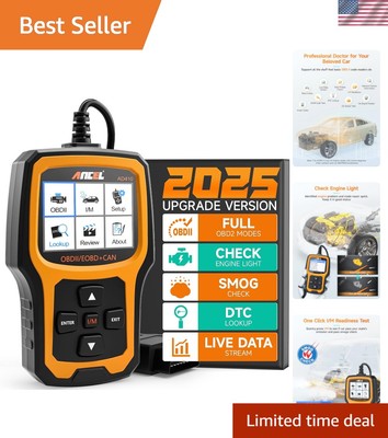 Compact ANCEL AD410 OBD II Scanner - Read & Clear Engine Codes Effortlessly