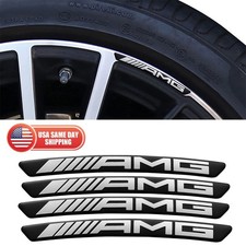 4x Amg Sport Wheels Rim 3d Decal Emblem Black Sticker Badge Limited Decorate