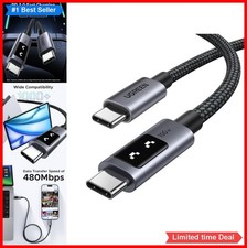 USB C to USB C Cable 100W 5A 3.3ft LED Display Nylon Braided Fast Charging