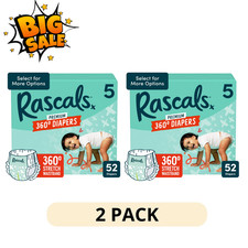 2 Pack Rascals Premium 360 Absorbent Pull-On Diapers, Size 5, 52 Count