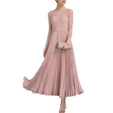 NWT JJ's House A-Line Lace Chiffon Dress Dusty Rose Pleated Lined Size 14