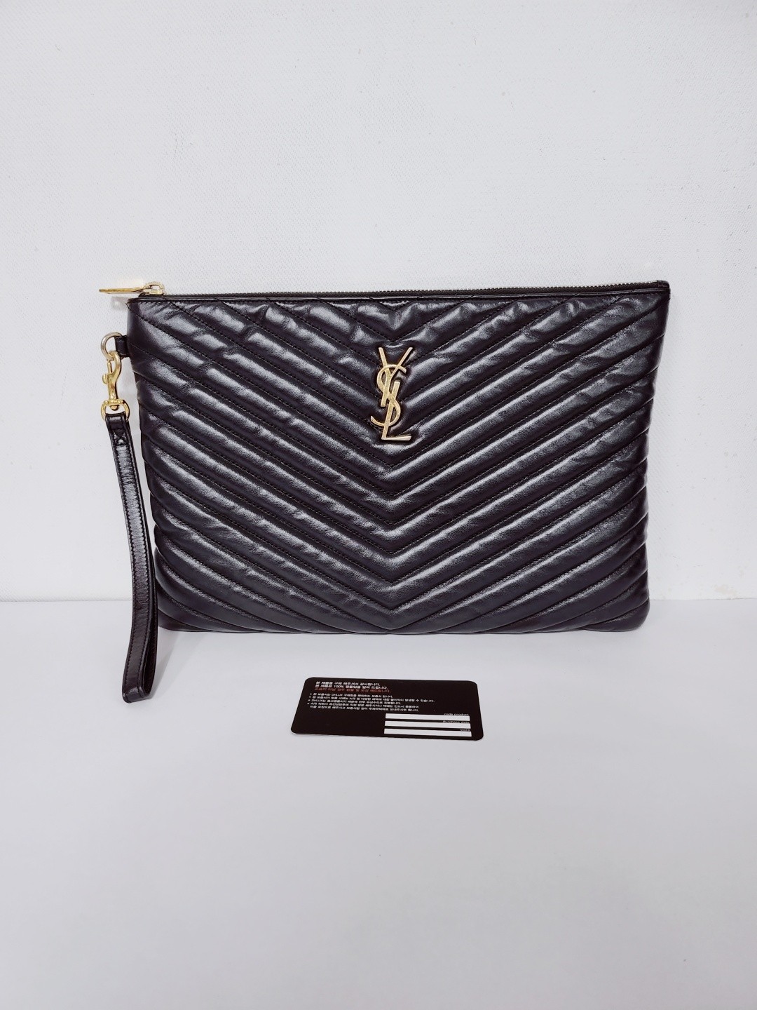 Borsa pochette Saint Laurent Matelassé monogramma oro cinturino ferramenta 30x20 5 65053332