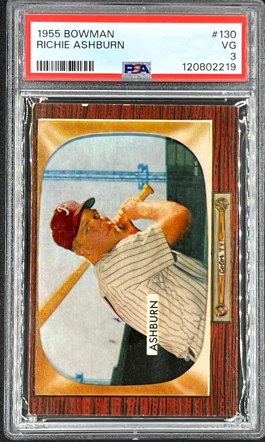 1955 Bowman baseball  # 130 Richie Ashburn PSA 3