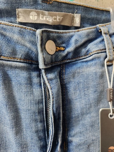 Tractr Denim Jeans Light Blue Wash Girls 16 Mid Rise Skinny Distressed Look - Picture 2 of 8