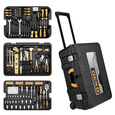 258 Piece Tool Kit with Rolling Tool Box Socket Wrench Hand Tool Set